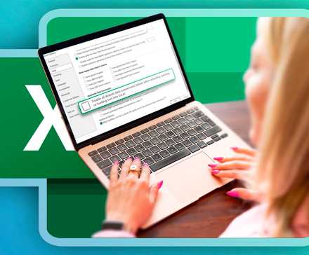 Person using Excel on a laptop with the Automatic Data Conversion option highlighted.
