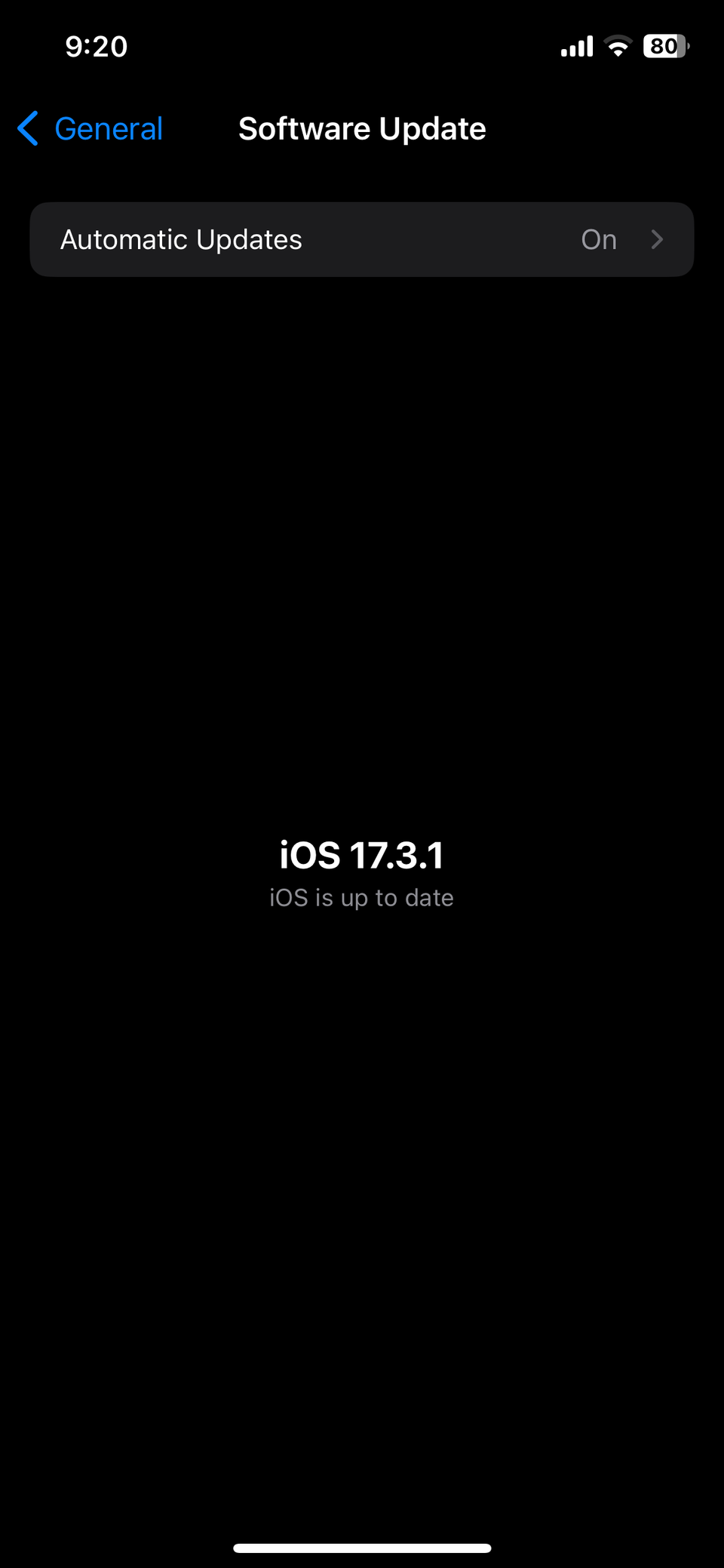 Software Update Menu on iPhone