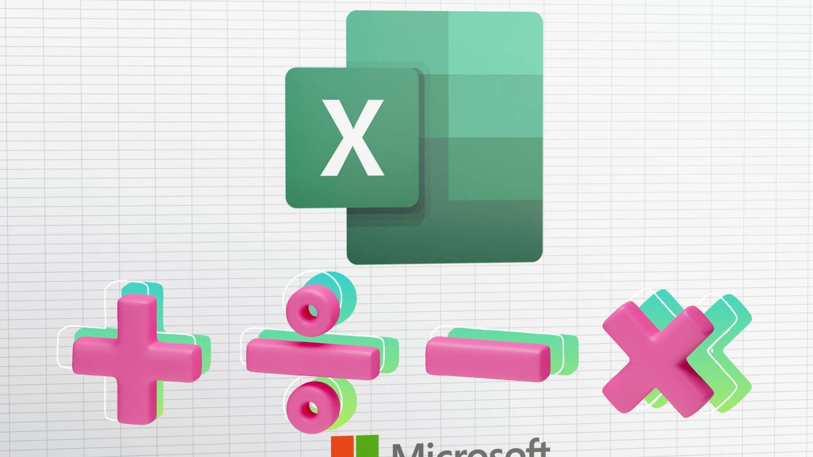 Excel logo with basic math operation symbols