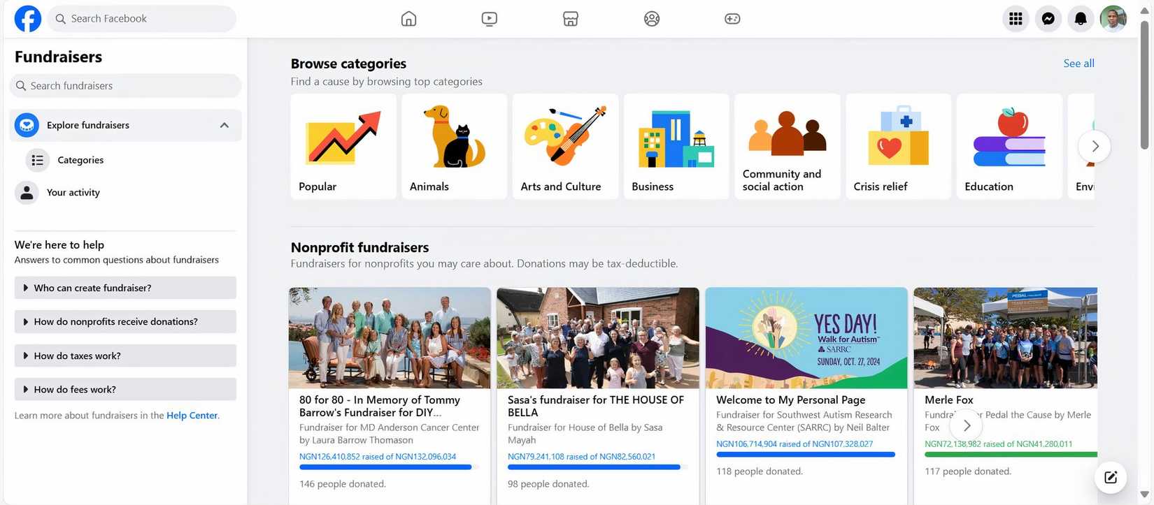 facebook的免费筹款功能