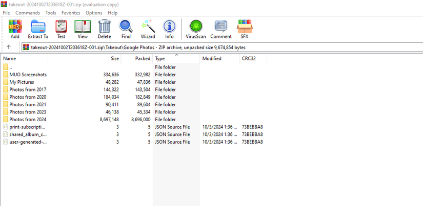 Google Takeout ZIP file