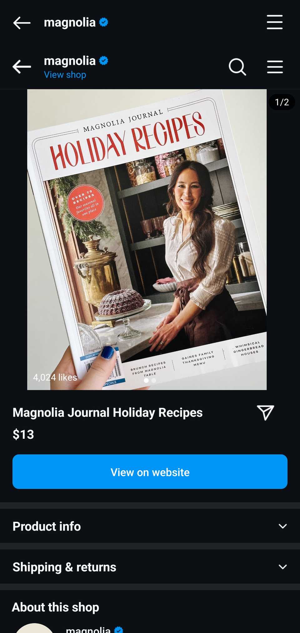 instagram shop details
