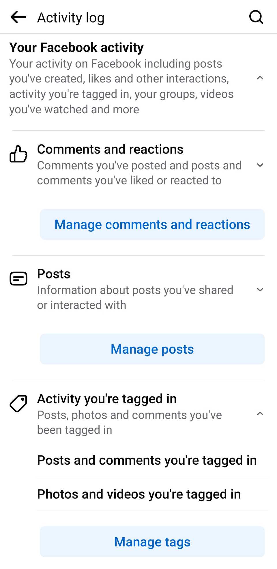Managing Tags on Facebook Mobile App