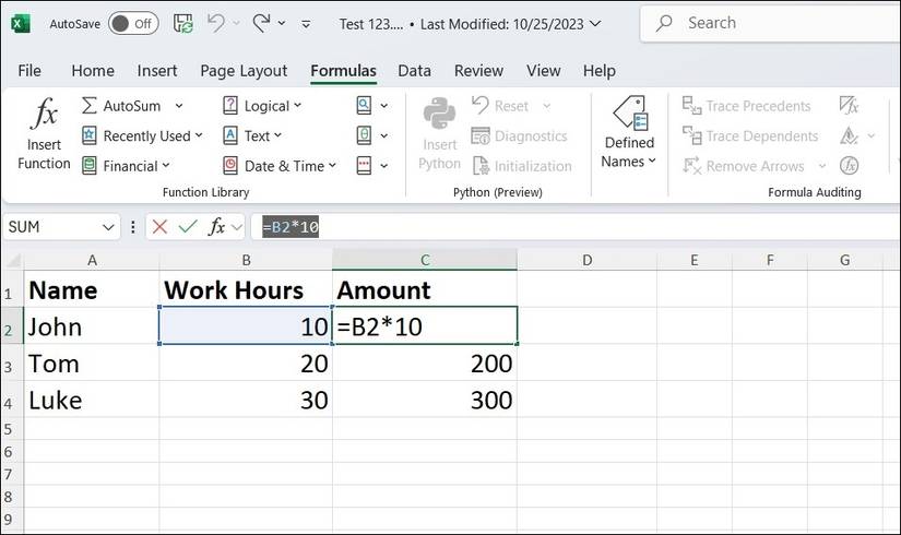 Multiplication in Excel Sheet