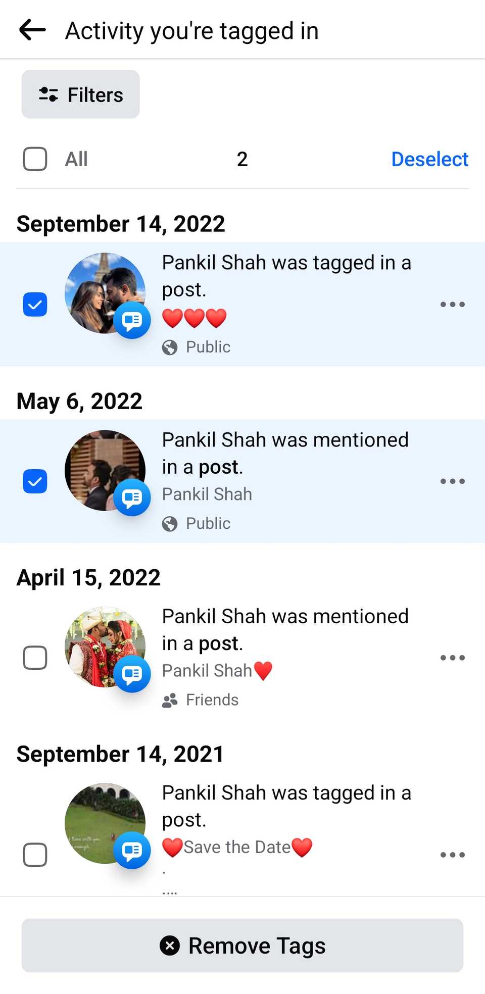 Removing Tags From Multiple Facebook Posts