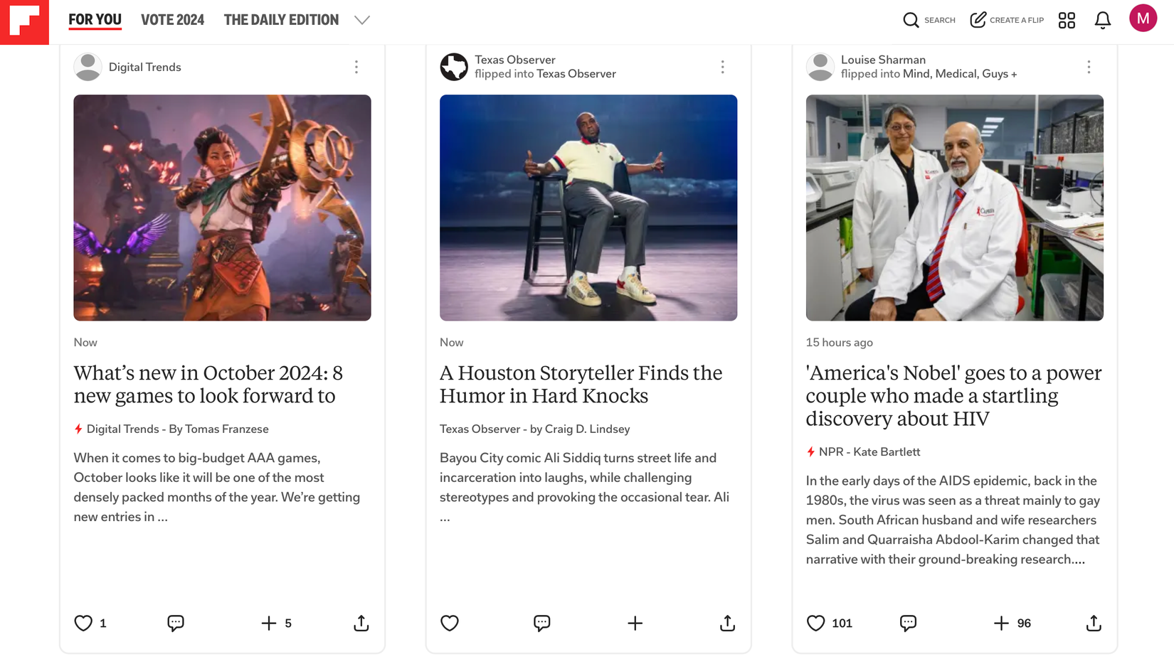 Flipboard Flips including new games in October and science updates