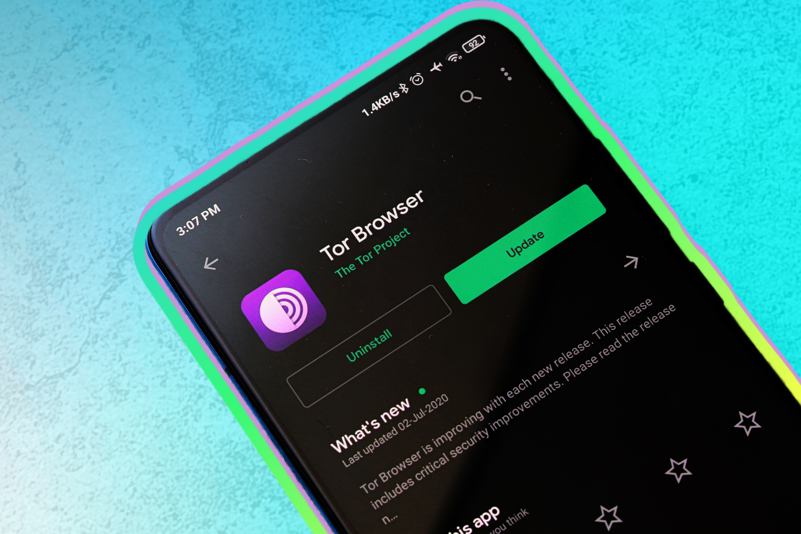 tor browser download page on android smartphone