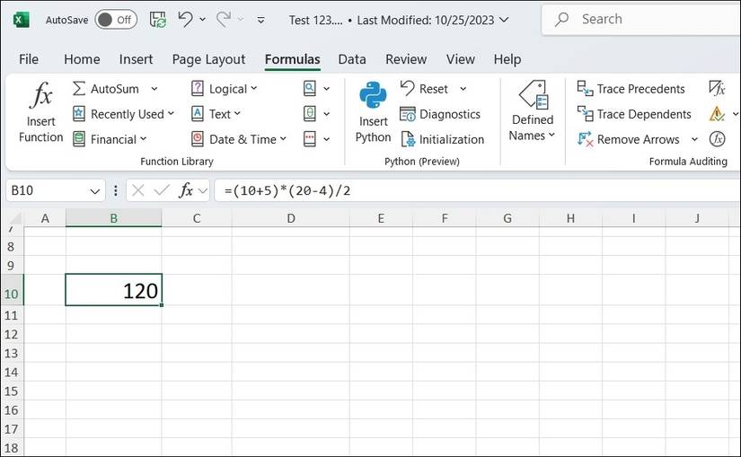 Using Excel as a Calculator