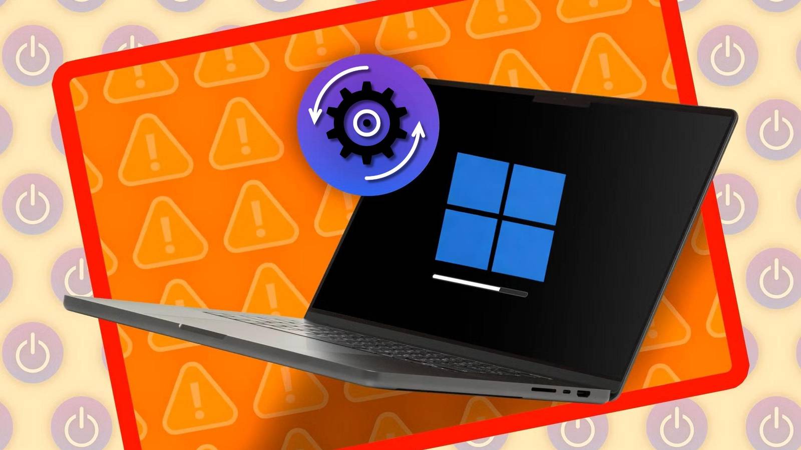 A laptop on the loading screen with the Windows and update logo