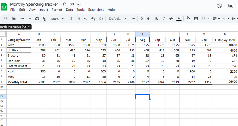 How I Create a Monthly Spending Tracker on Google Sheets