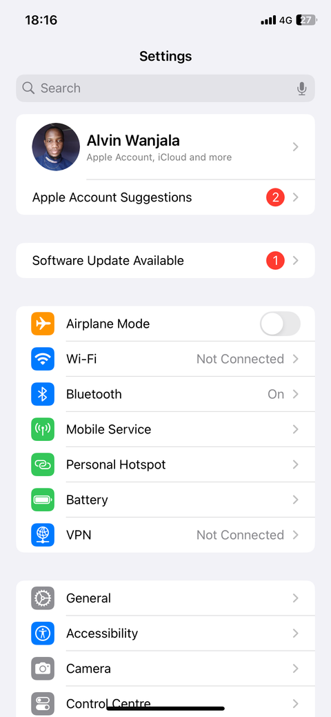 iPhone settings page displaying mobile data options