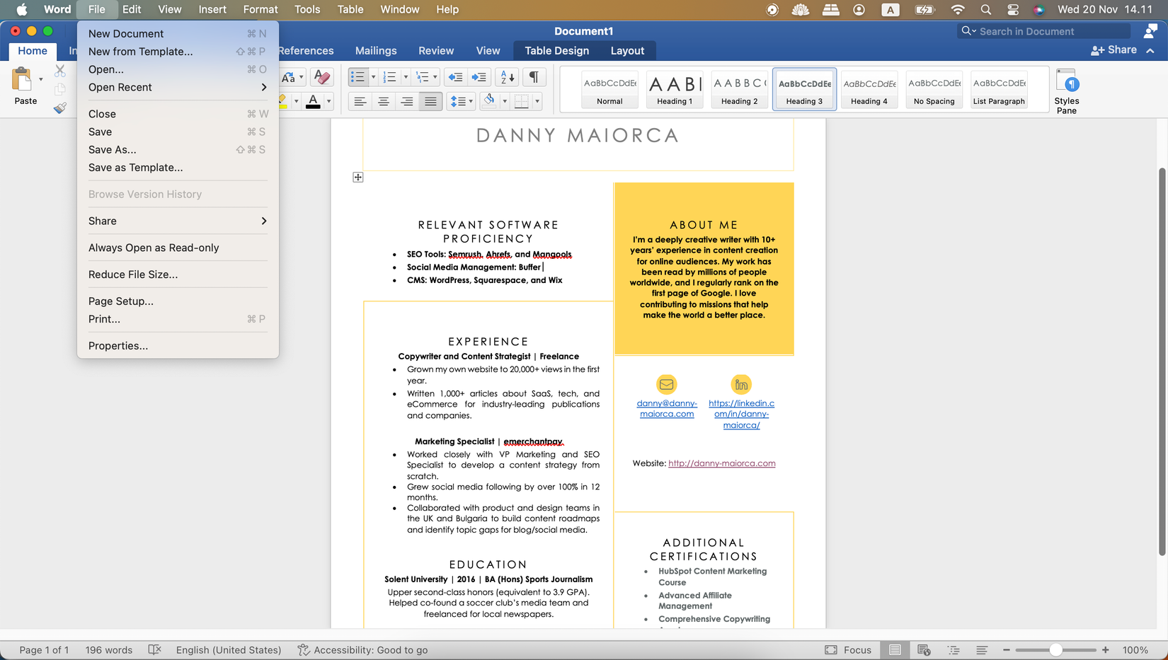 How I Create a Professional Resume Using Microsoft Word