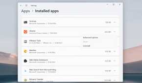 The installed apps list in settings app with the Uninstall option for Ubuntu