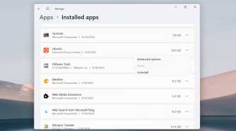 The installed apps list in settings app with the Uninstall option for Ubuntu