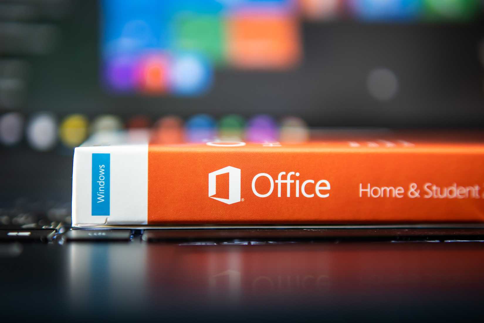 microsoft office home and student physical version on desk