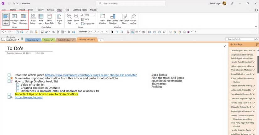 7 Tips for Using Microsoft OneNote as Your To-Do List