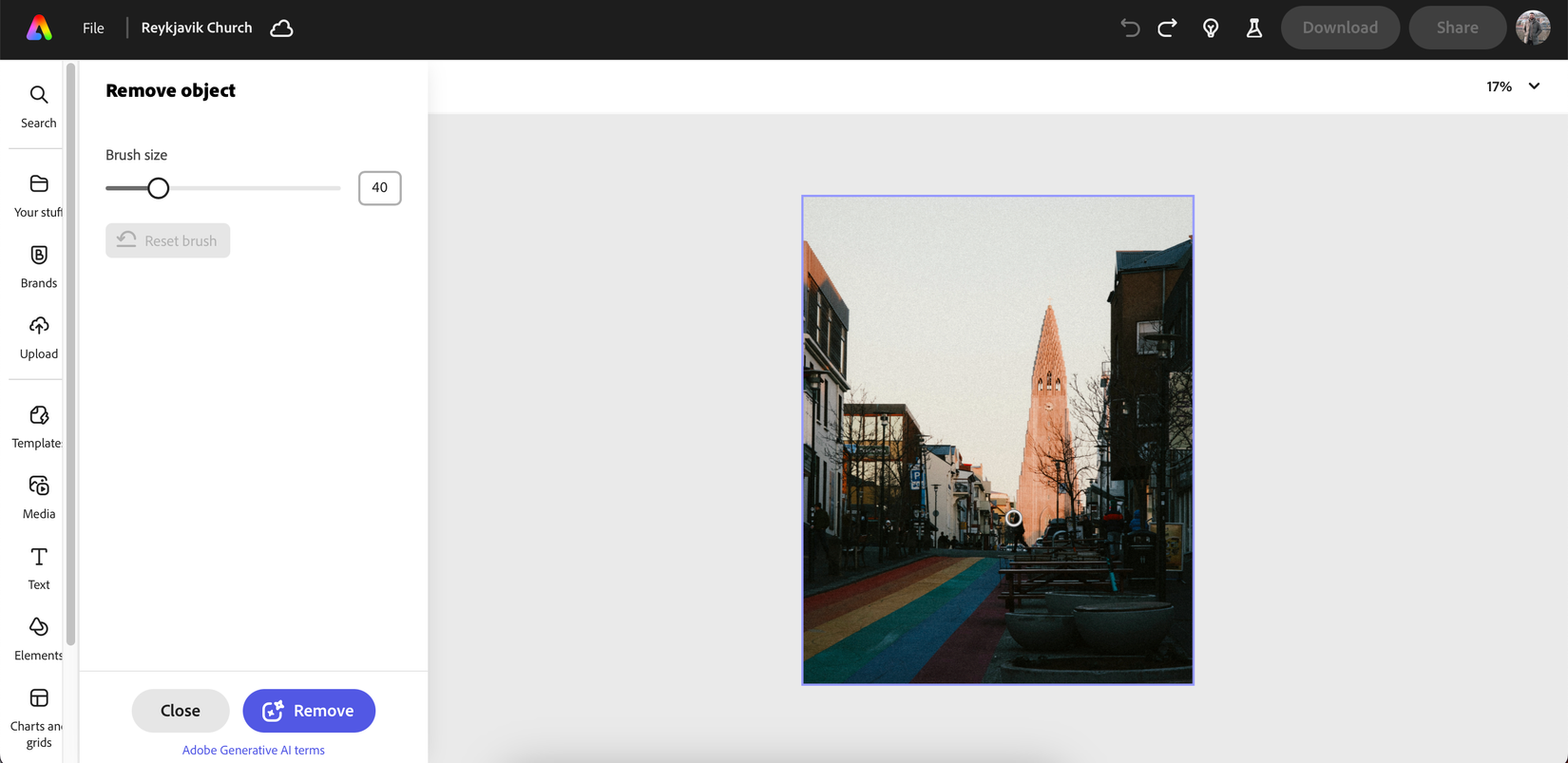 The Object Removal Tool in Adobe Express