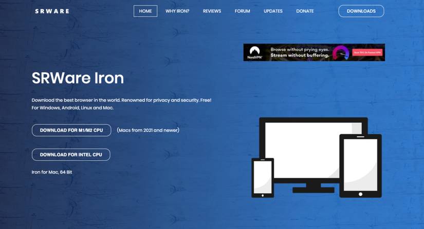 SRWare Iron website home