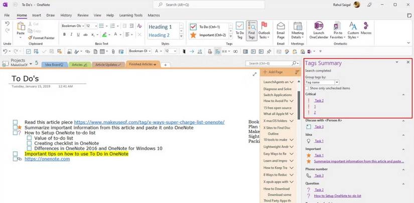 7 Tips for Using Microsoft OneNote as Your To-Do List