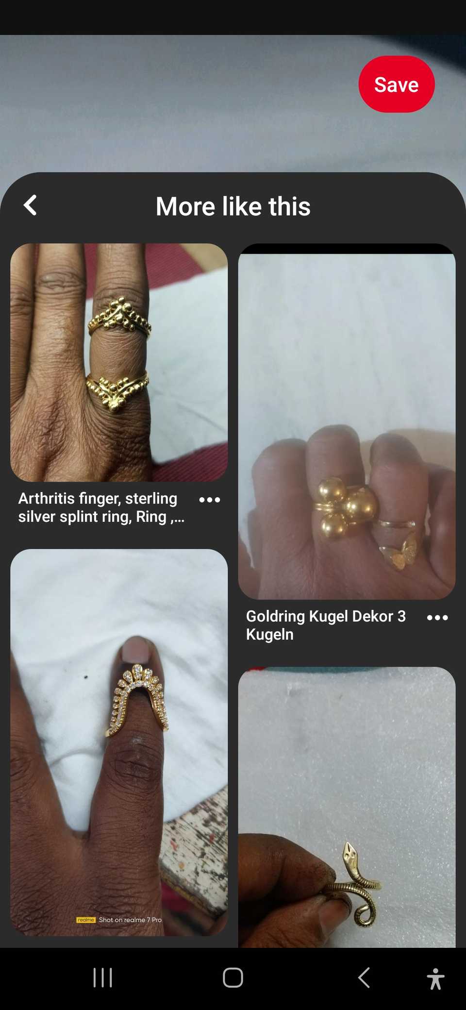 The results from a photo search on Pinterest on mobile