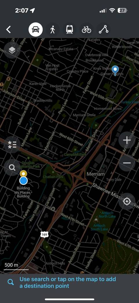 Adding a destination point to Organic Maps.
