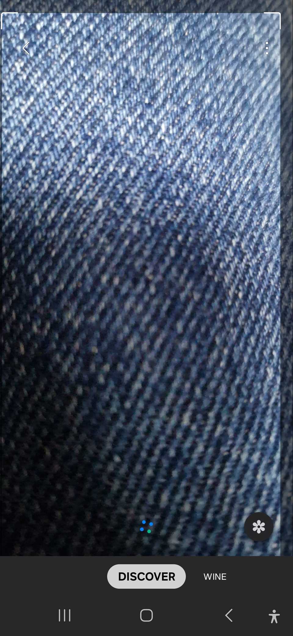 Bixby Vision scanning a denim material