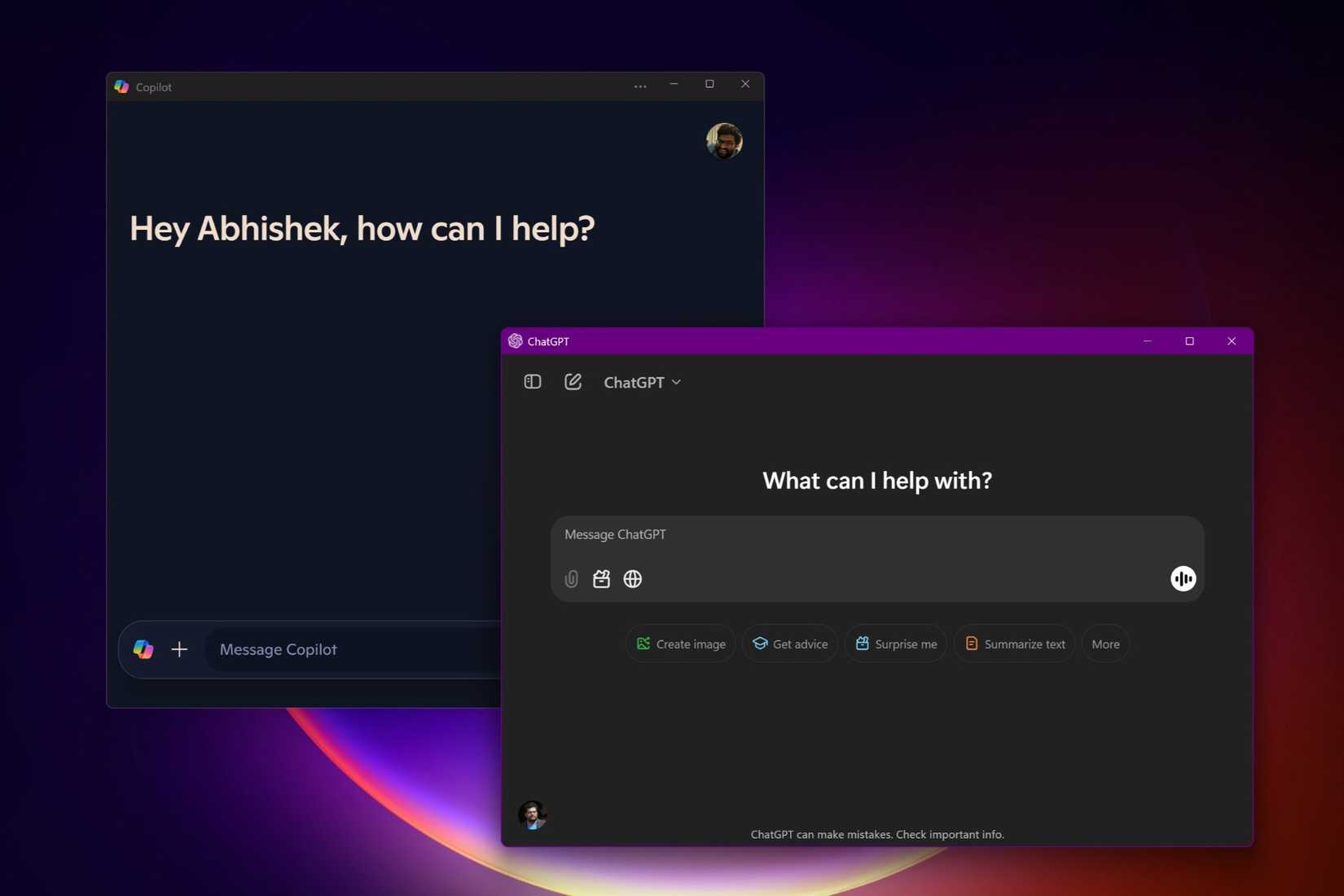 Aplicaciones Microsoft Copilot y ChatGPT en Windows 11