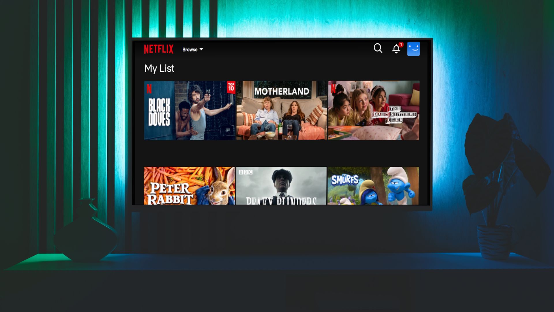 netflix watch list on tv screen