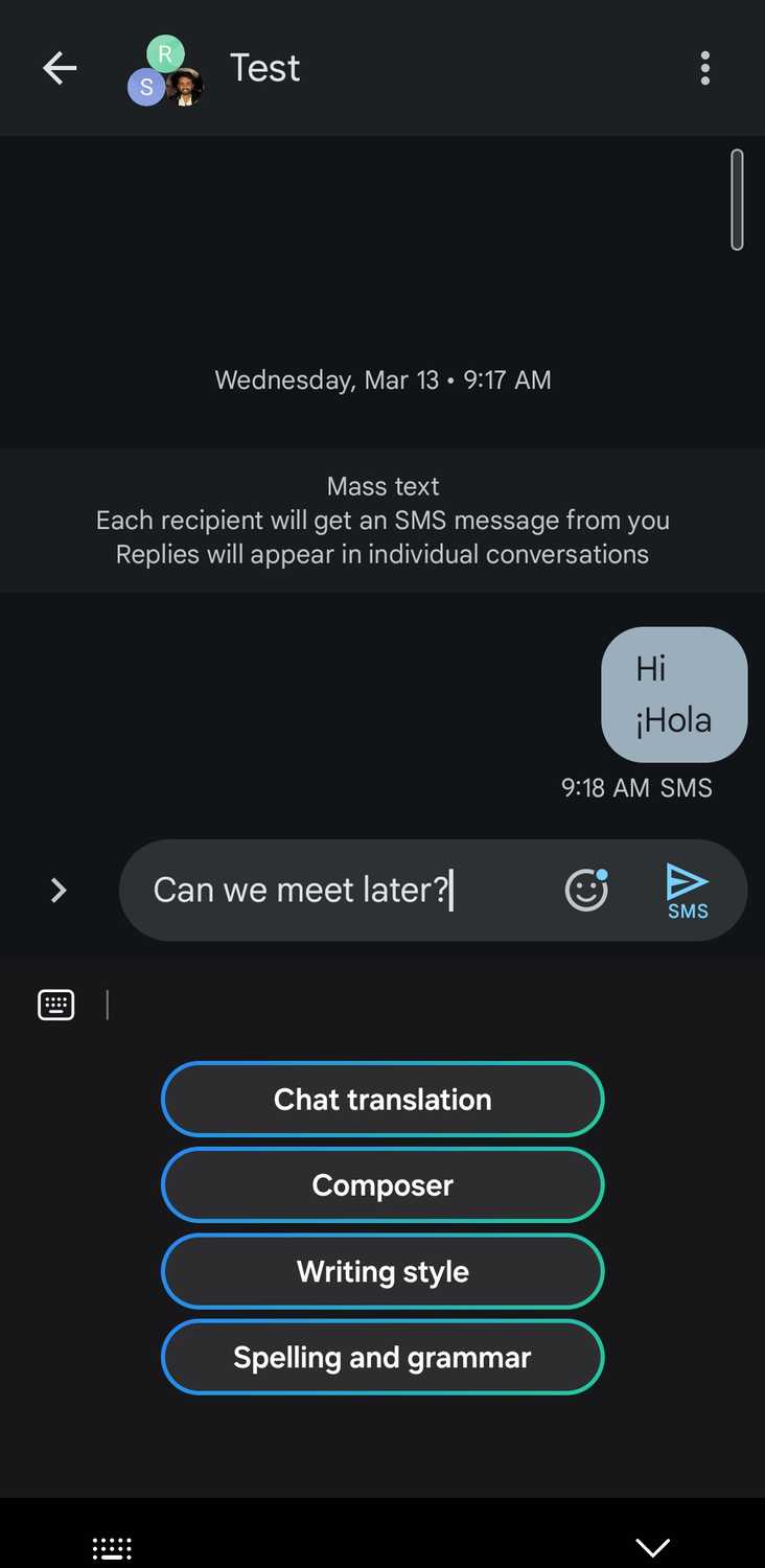 Samsung keyboard showing writing style option