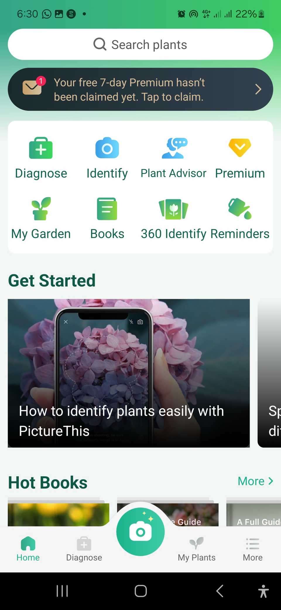 The PictureThis homepage on a mobie device