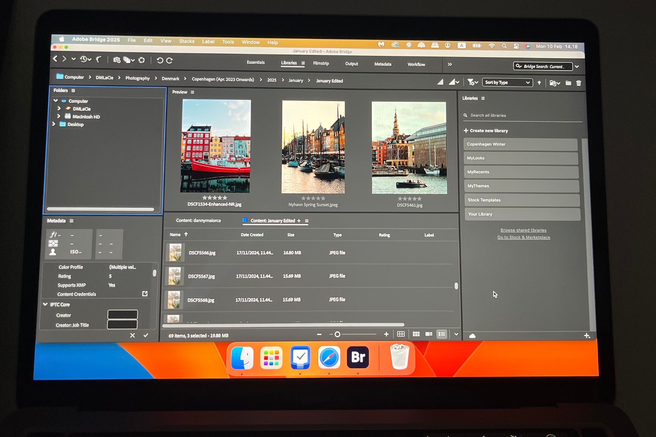 Adobe Bridge on a Computer Screen