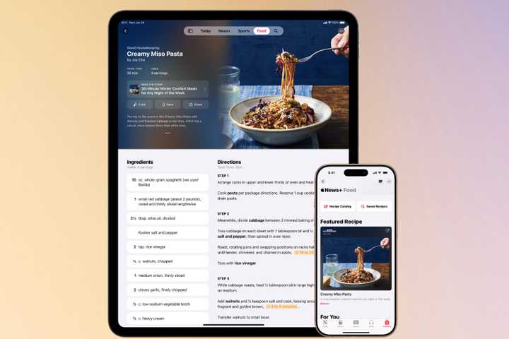 Apple News Plus food main feed.