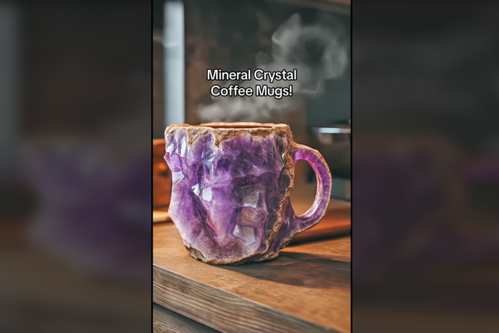 A screenshot of the fake AI coffee mug video