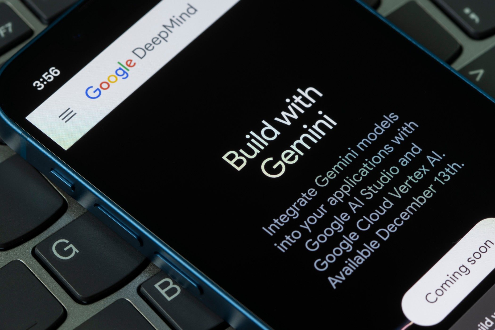 Google AI Studio DeepMind on a phone screen