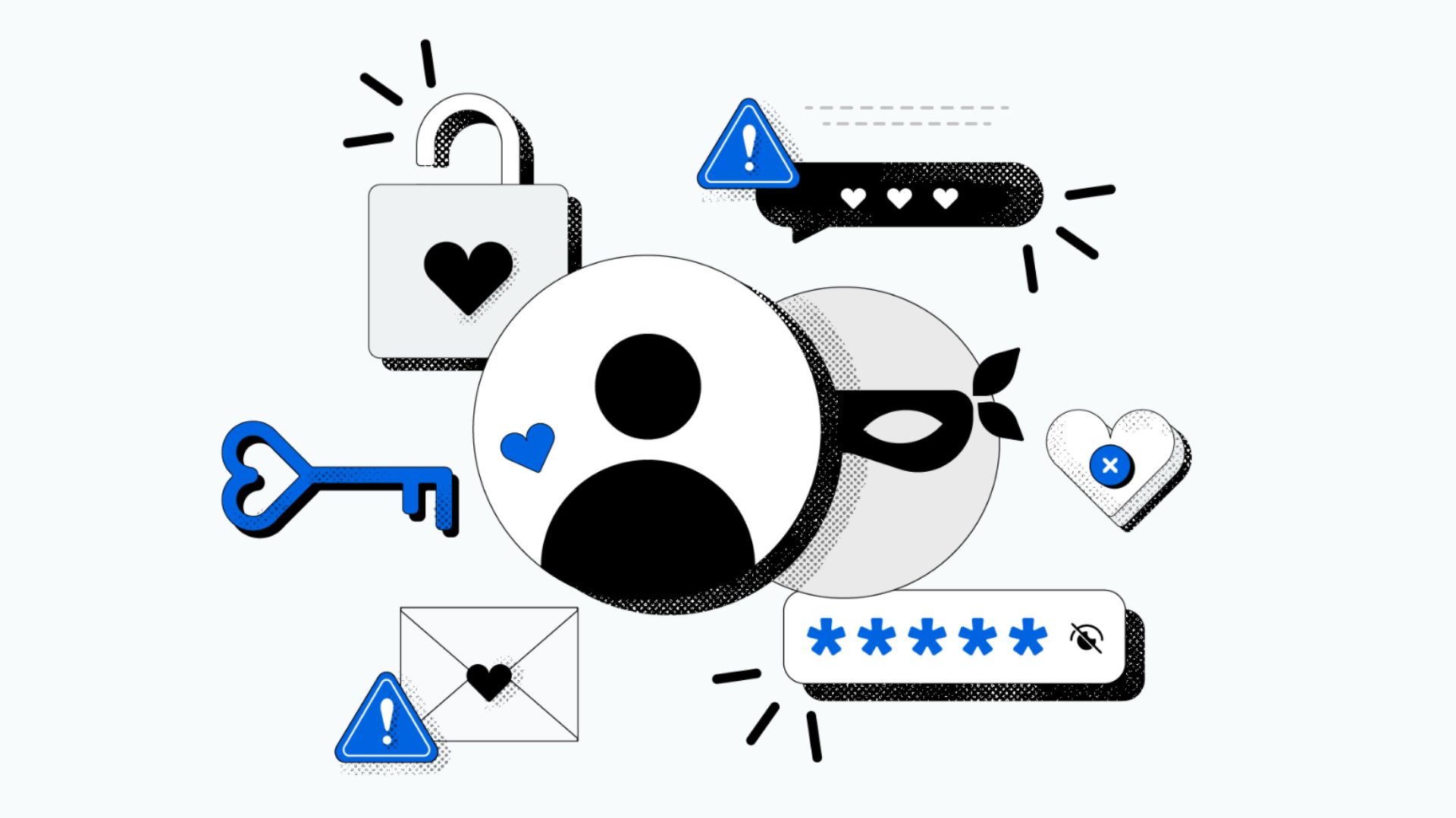 Meta's graphic warning people not to fall for romance scams