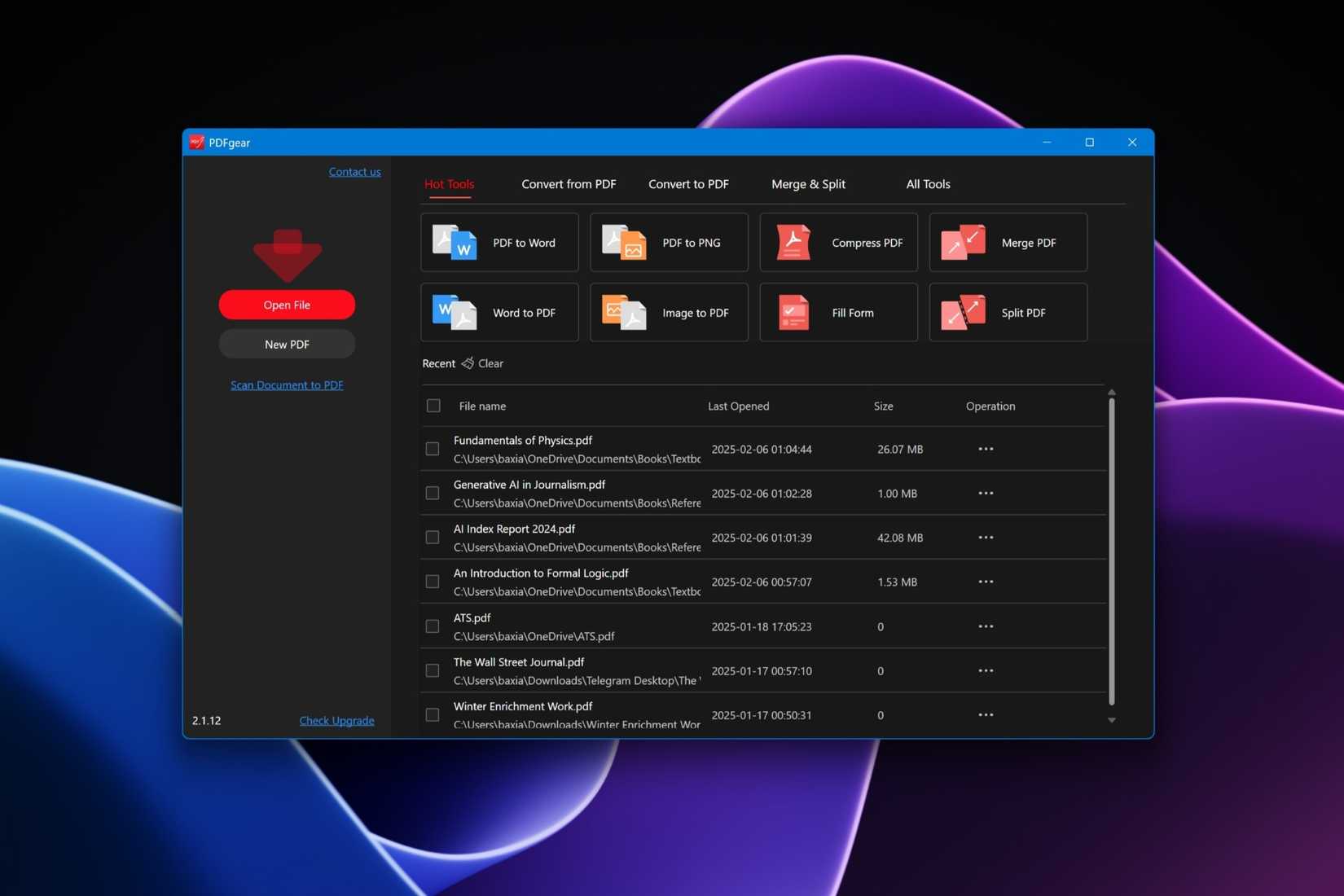 PDFGear app on Windows 11