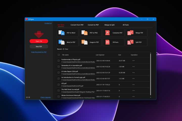 PDFGear app on Windows 11