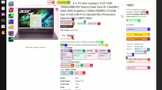 Gaming laptop on Amazon website opened using browserUse