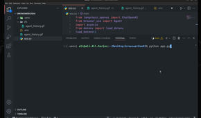 VS Code screen showing running app.py Python script file