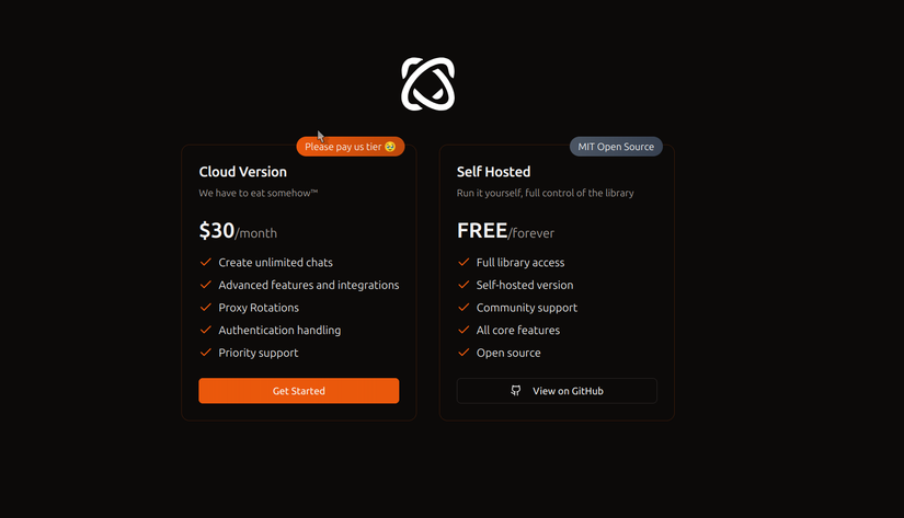 Browser-use website opened showing different pricing plans