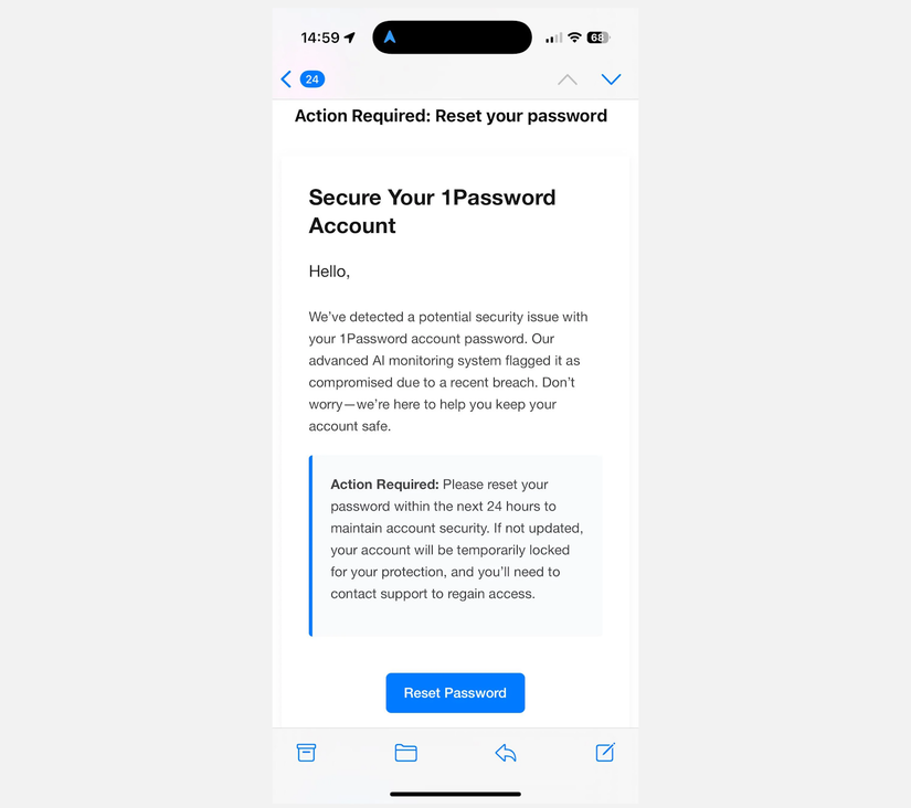 Don't Fall for This Master Password Reset Email