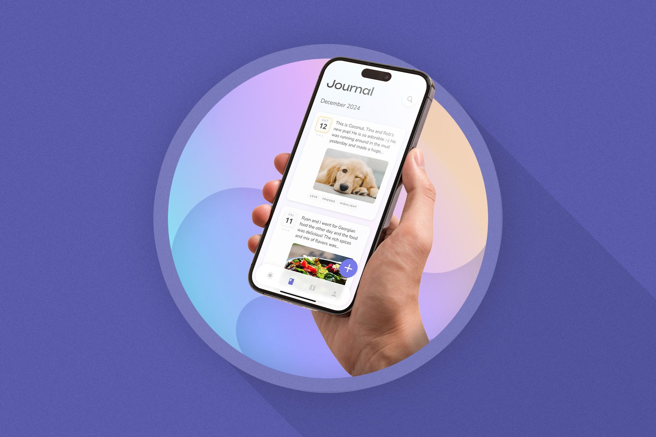 A hand holding a phone with Reflection app open and its logo in the background.