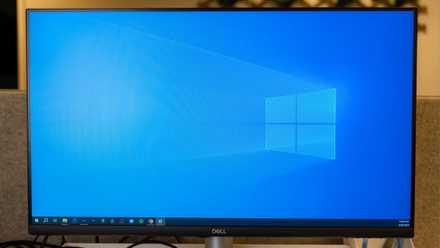 Dell monitor showing Windows 10 desktop
