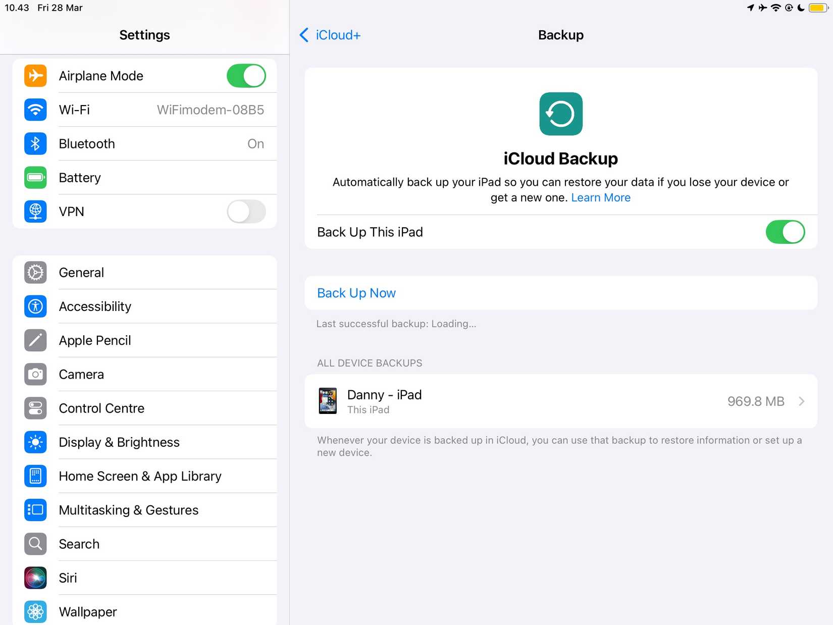 iPad Cloud Backup Features