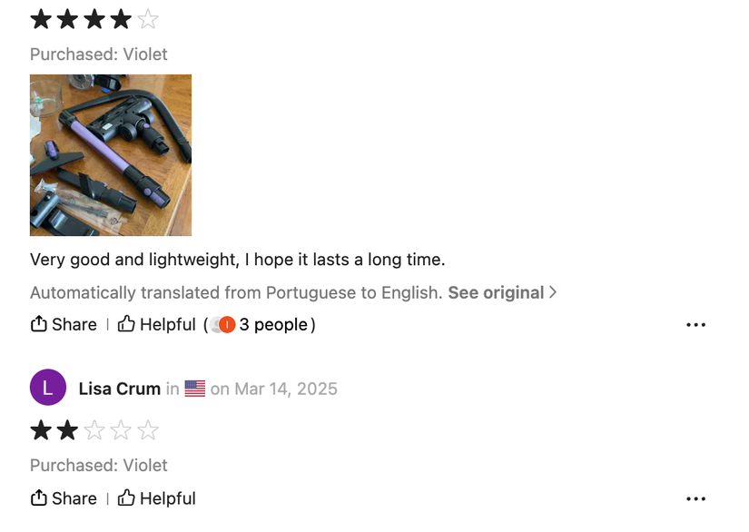 Look up photos shared by customers on Temu
