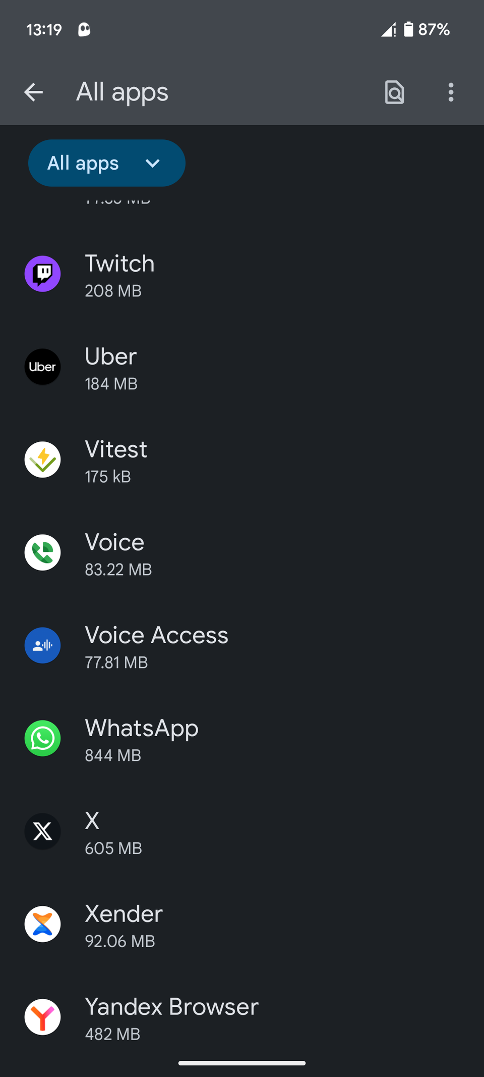 Viewing all installed apps on Android