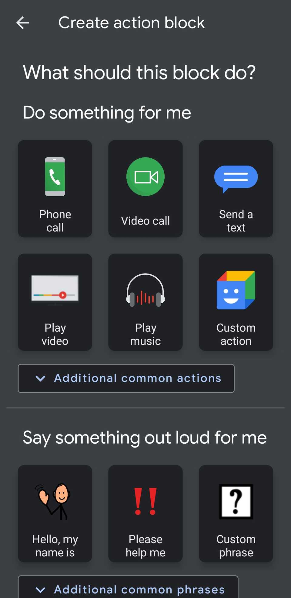 Action Blocks app on Android