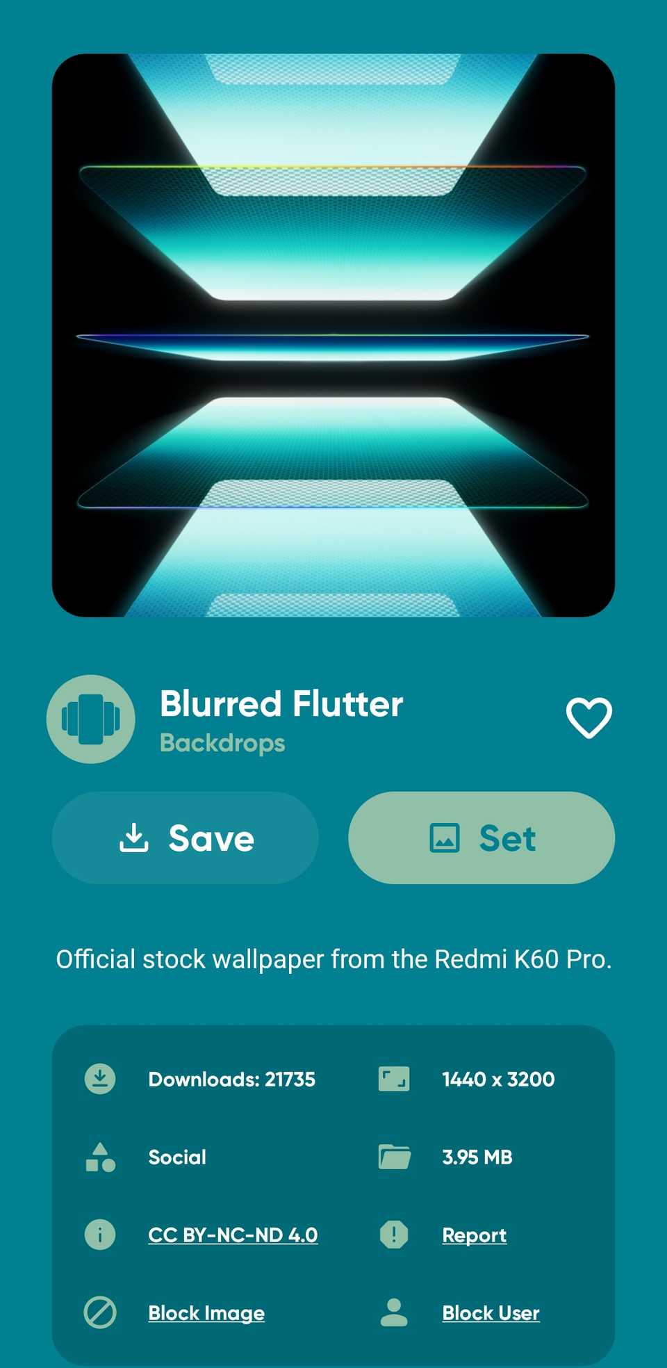 Backdrops wallpaper app menu on Android
