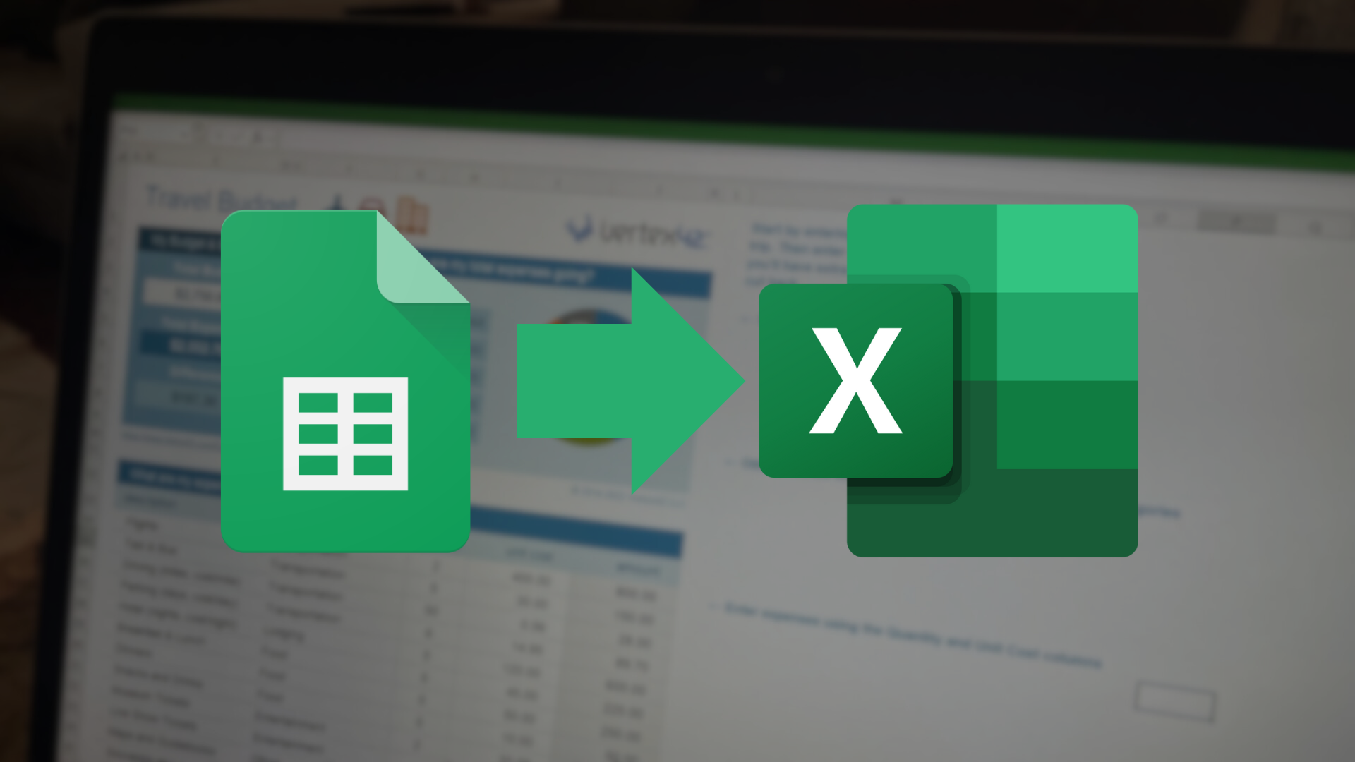 An arrow pointing from Google Sheets to Excel.