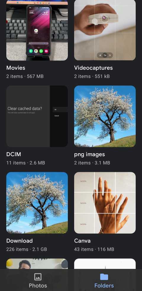 Сетка фотографий в приложении Google Gallery